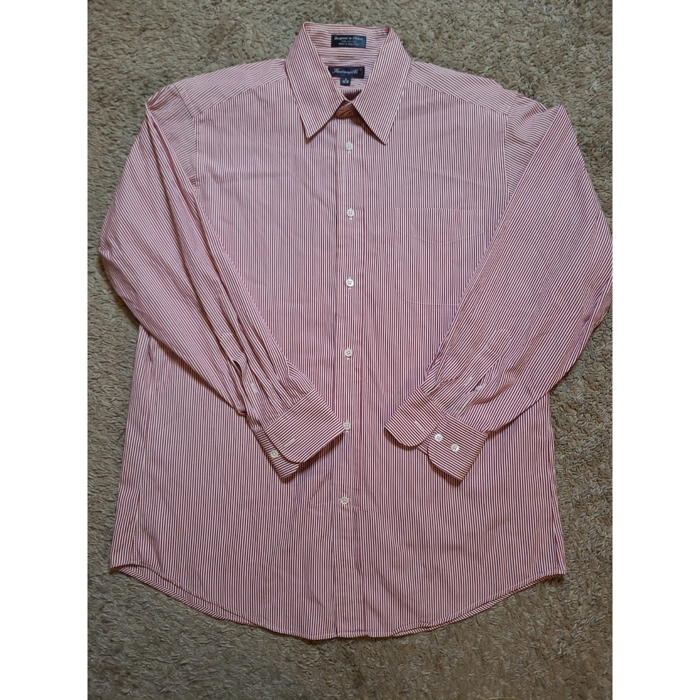 FACONNABLE Men's Red Striped Button Down Long Sleeve Shirt L-XL See Description